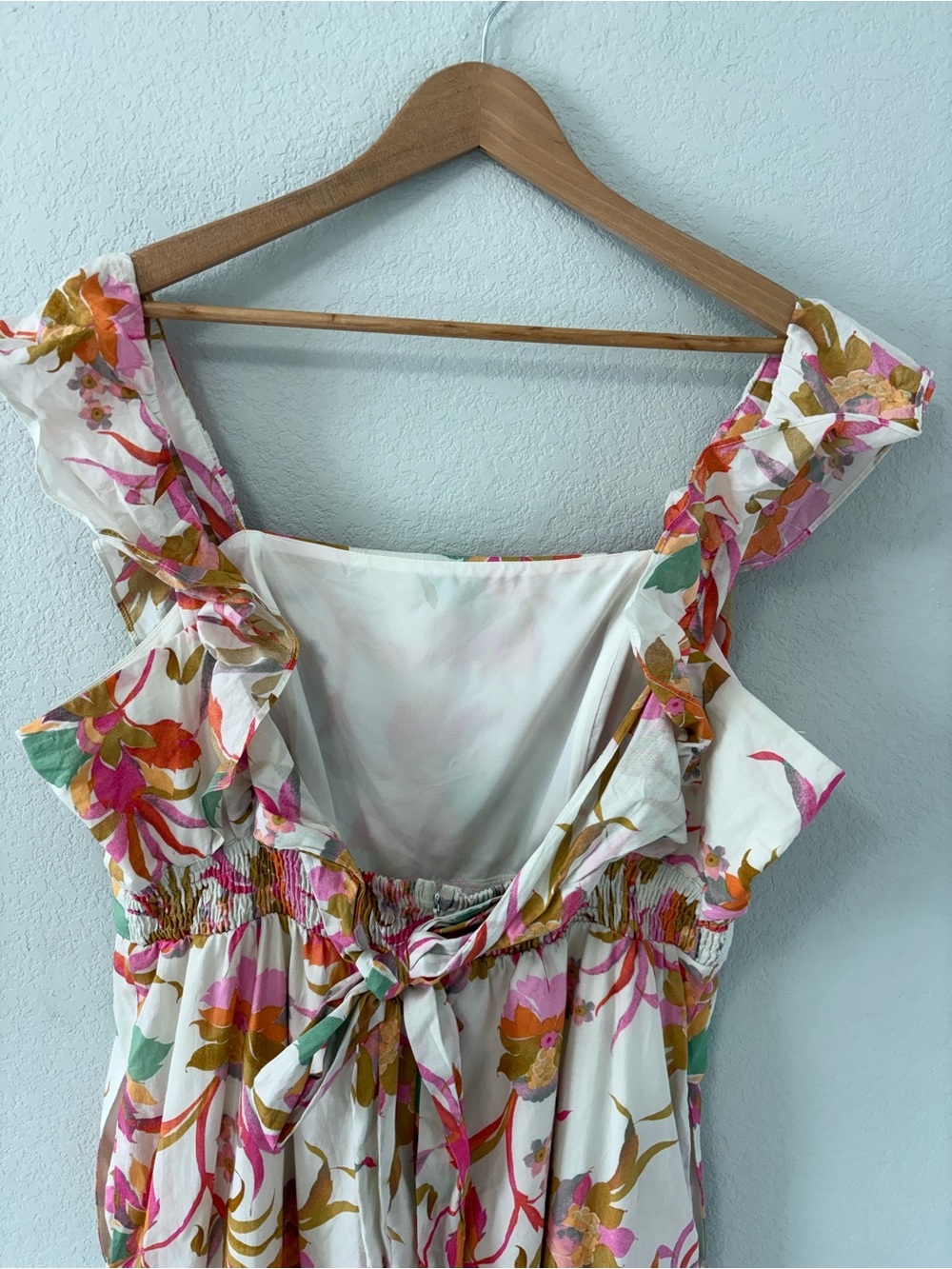 Taylor XL Floral Ruffle Wide Leg Cropped Jumpsuit Tropical Cotton - Picture 14 of 15